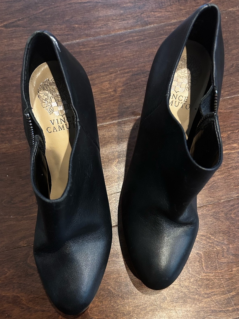 Vince Camuto Black Leather Ankle Booties with Side Zip